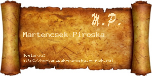 Martencsek Piroska névjegykártya